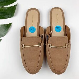 Nautica Labella 4 Mules Slip On Flats Brown Fabric
Women's 7.5 Backless Gold